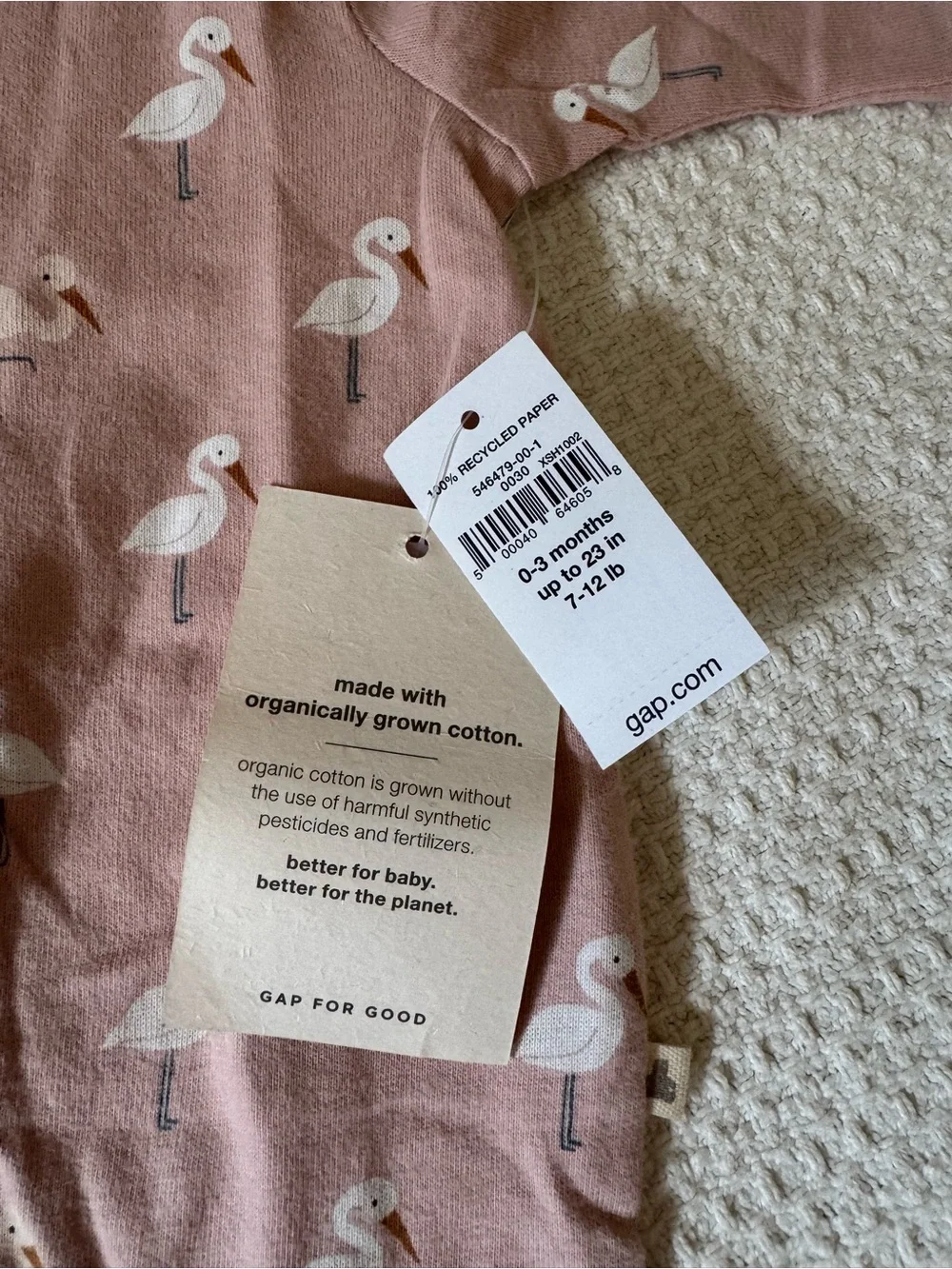 GAP Organic Cotton Baby Pink Flamingo One-Piece Footed Zipper Sleeper